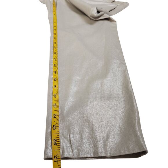 French Connection Womens Shimmer Trouser Pants Size 10 Cream Metallic Ankle - Picture 11 of 12